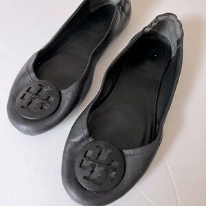 Tory Burch Minnie Travel black leather ballet flats sz 7
